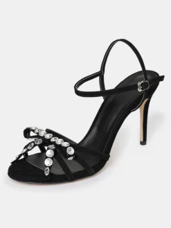 Women Source Unknown Shoes & Bags-Micol Open Toe Jeweled Heel Sandals, Black