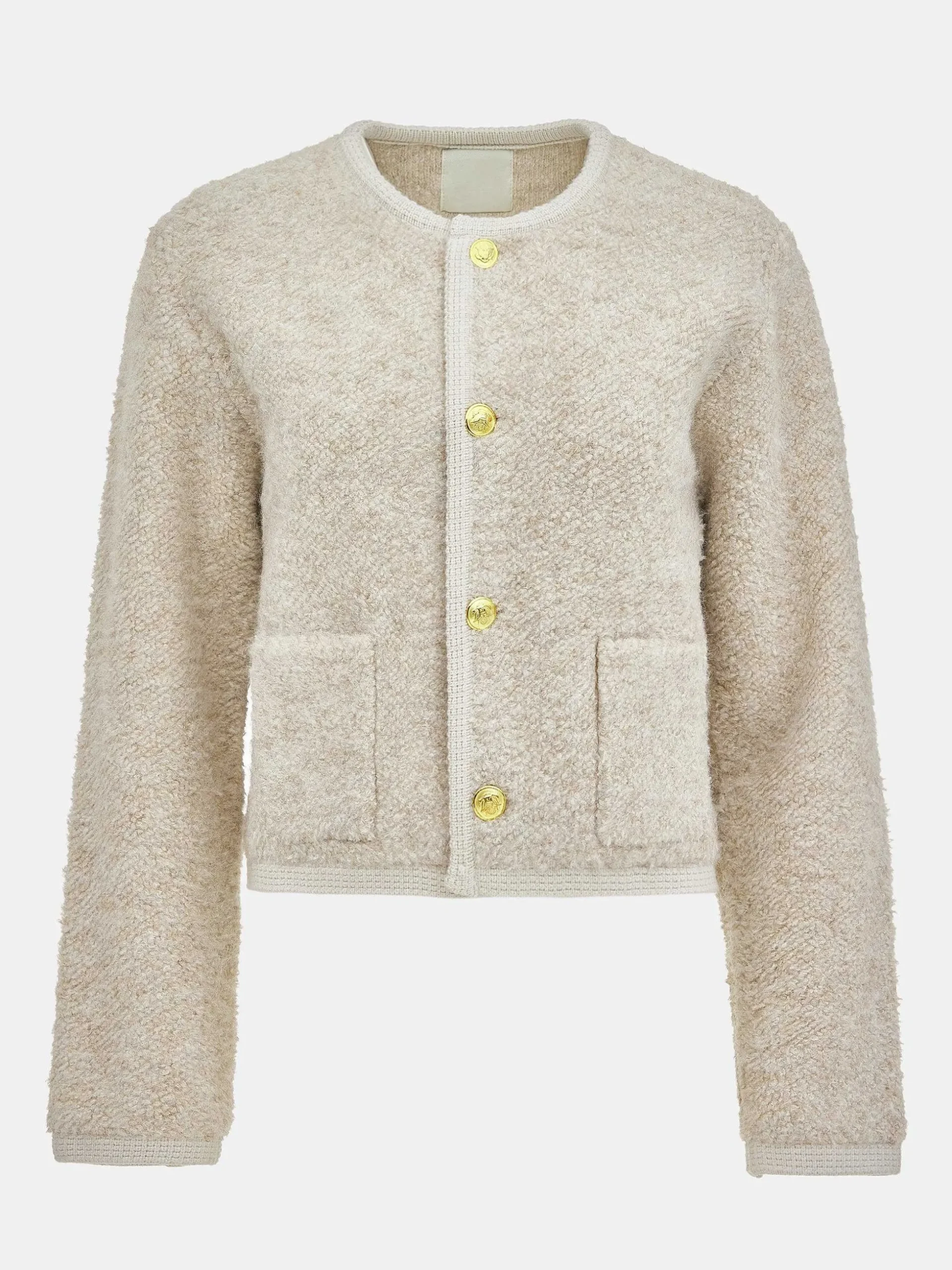 Women Source Unknown Knitwear-Mogador Shearing Wool Cardigan, Beige Melange