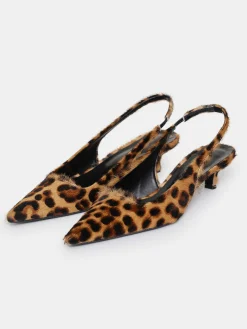 Women Source Unknown Shoes & Bags-Nalita Cow-Hair Slingback Pumps, Leo Brown