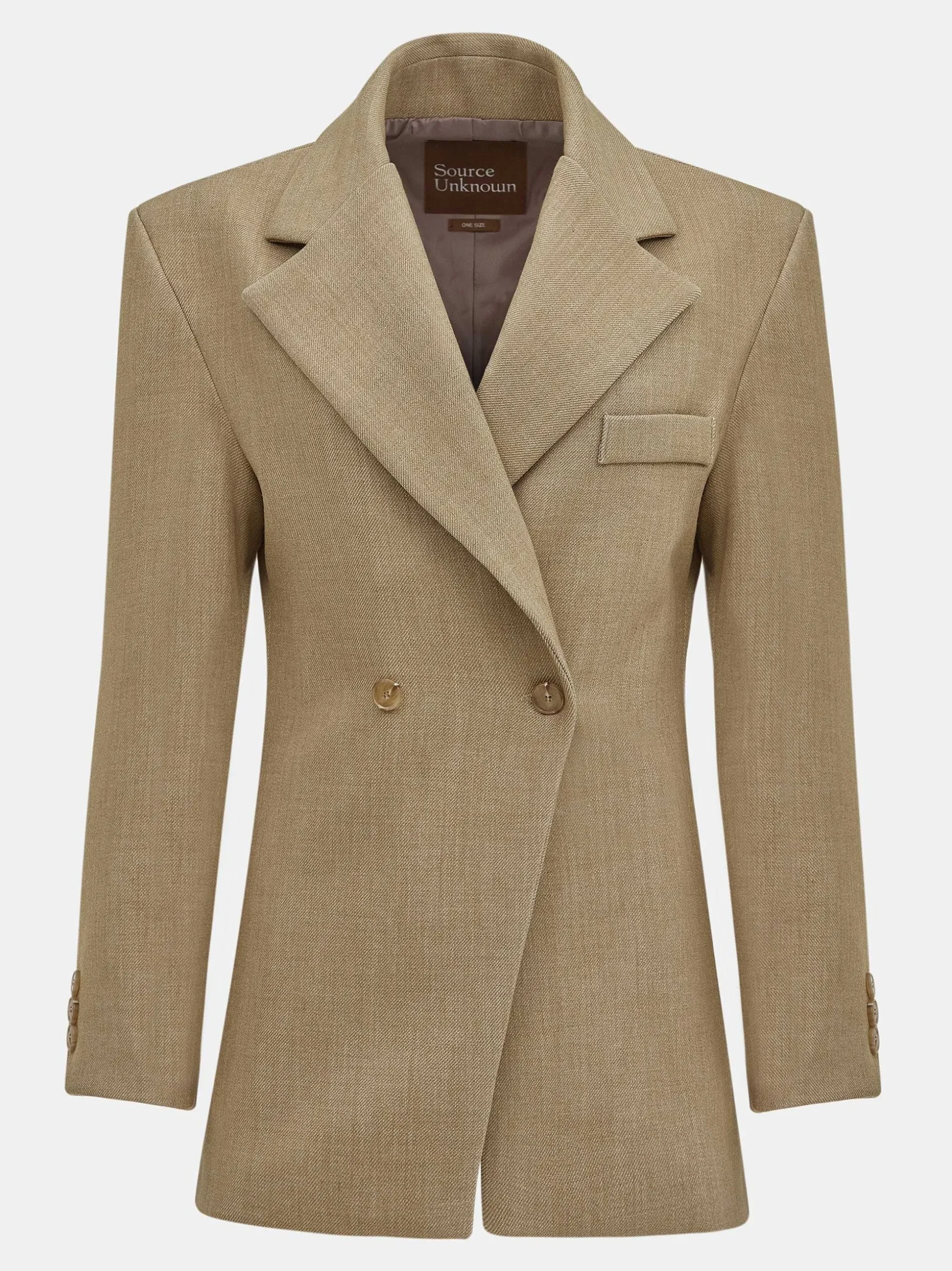 Women Source Unknown Outerwear-Nangy Double Breasted Cinched Blazer,