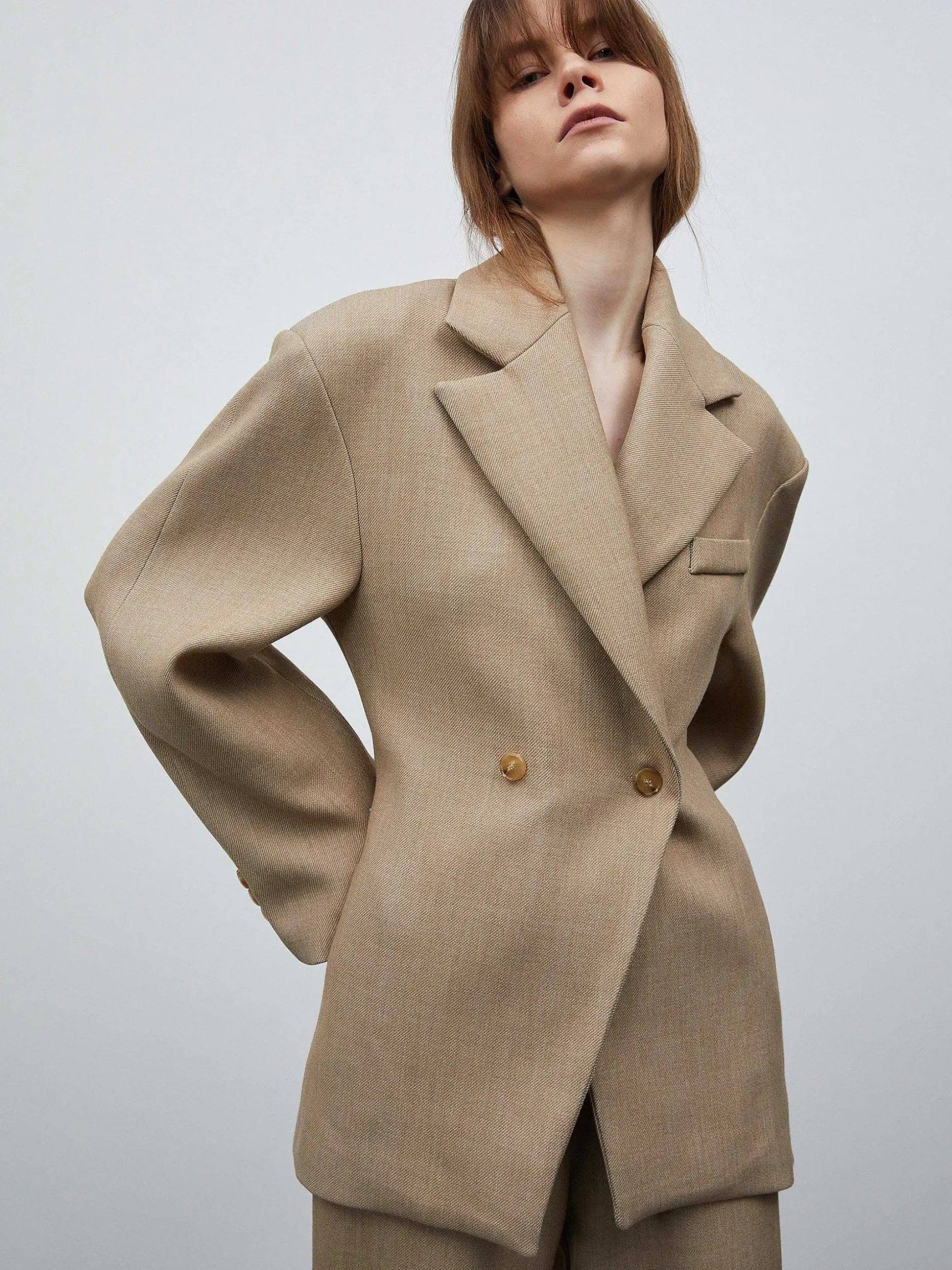 Women Source Unknown Outerwear-Nangy Double Breasted Cinched Blazer,
