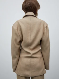 Women Source Unknown Outerwear-Nangy Double Breasted Cinched Blazer,