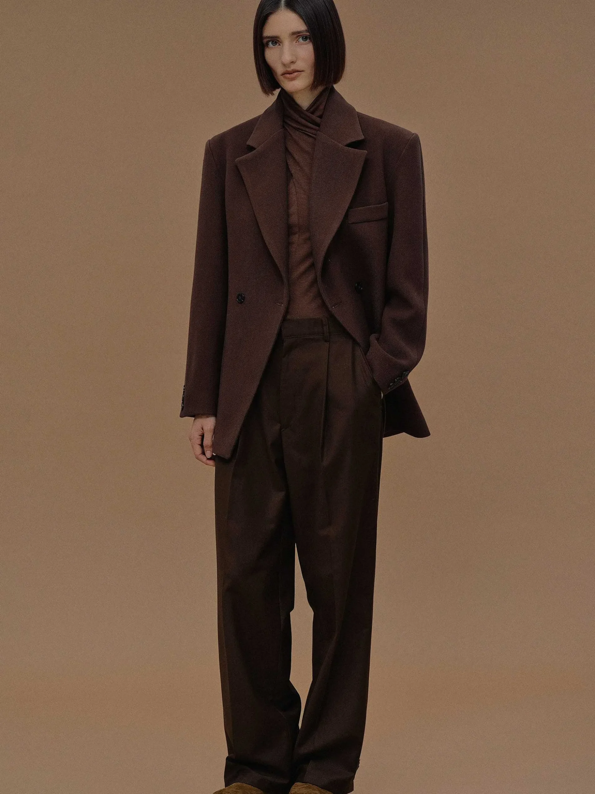 Women Source Unknown Outerwear-Nangy Double Breasted Cinched Blazer,
