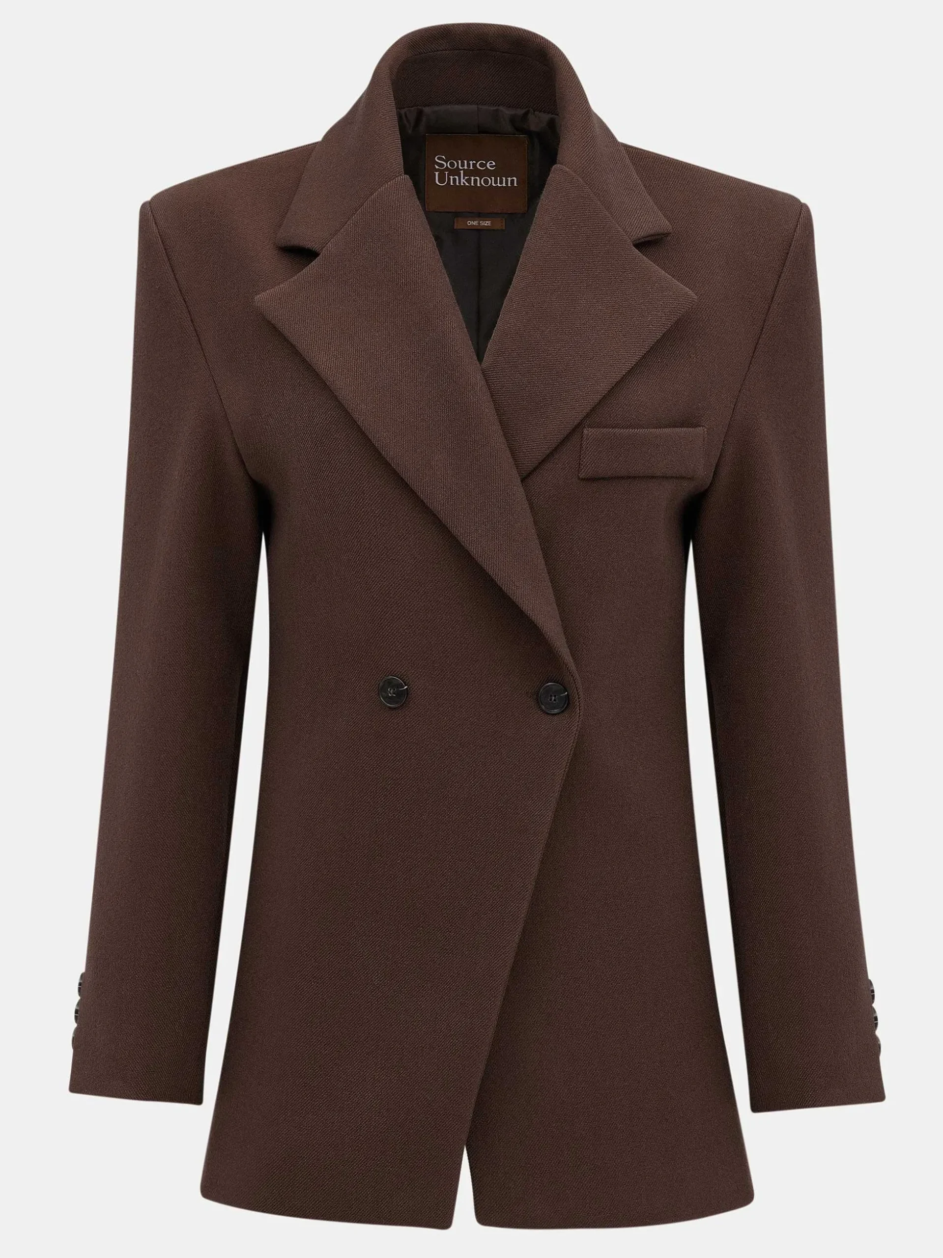 Women Source Unknown Outerwear-Nangy Double Breasted Cinched Blazer,