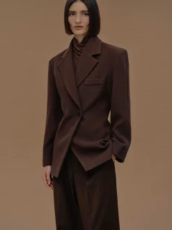 Women Source Unknown Outerwear-Nangy Double Breasted Cinched Blazer,