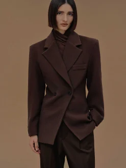 Women Source Unknown Outerwear-Nangy Double Breasted Cinched Blazer,