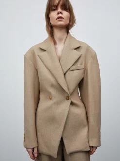 Women Source Unknown Clothing-Nangy Double Breasted Cinched Blazer,