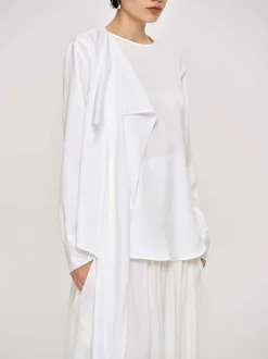 Women Source Unknown Tops-Notte Draped Scarf Blouse, White