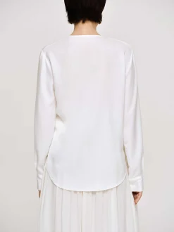 Women Source Unknown Tops-Notte Draped Scarf Blouse, White