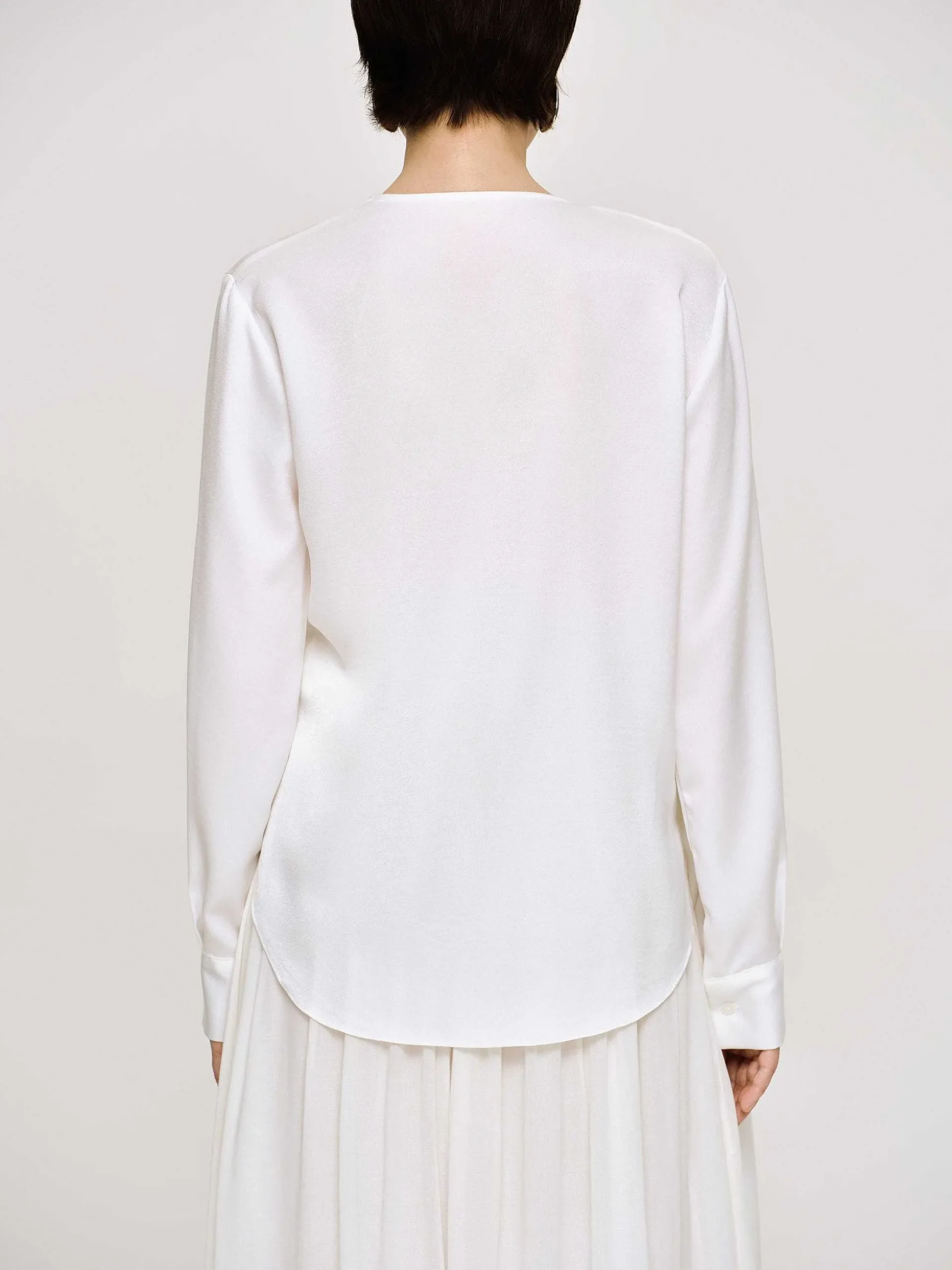 Women Source Unknown Tops-Notte Draped Scarf Blouse, White