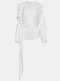Women Source Unknown Clothing-Notte Draped Scarf Blouse, White