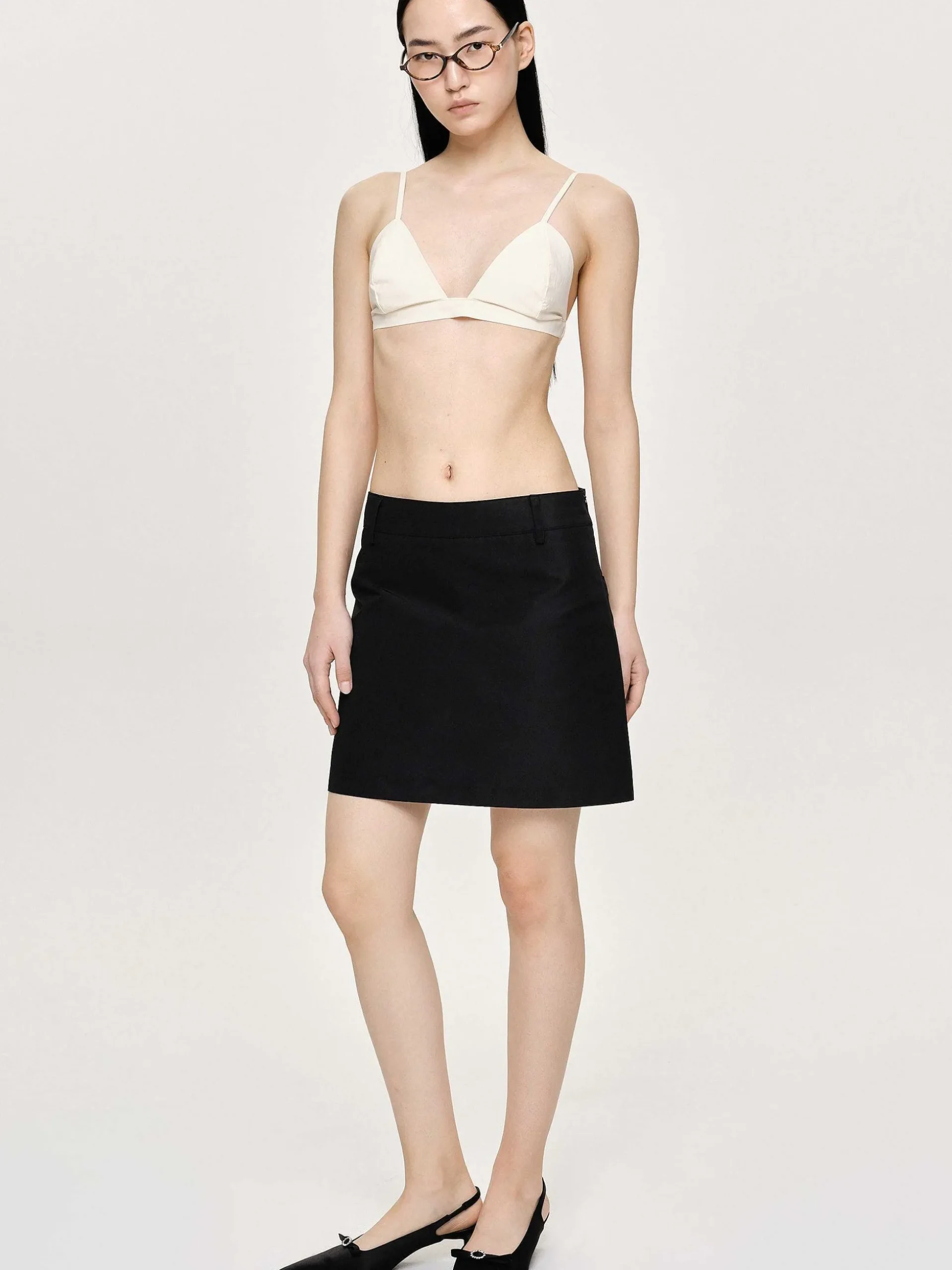Women Source Unknown Bottoms-Nylon Suit Miniskirt, Black