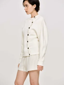 Women Source Unknown Accessories-Offset Button Jacket, Cream