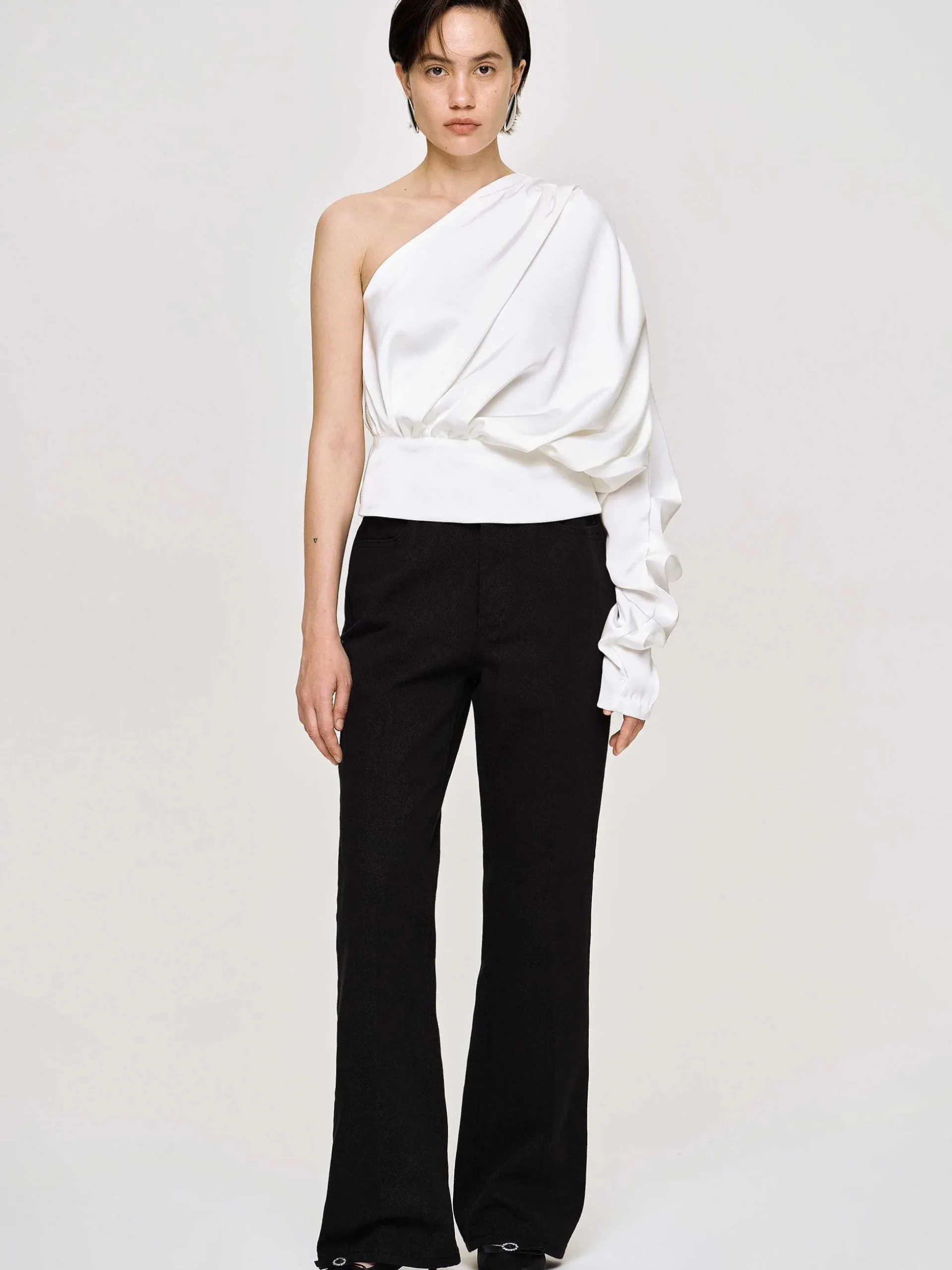 Women Source Unknown Tops-One-Shoulder Blouse, White