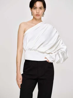 Women Source Unknown Tops-One-Shoulder Blouse, White