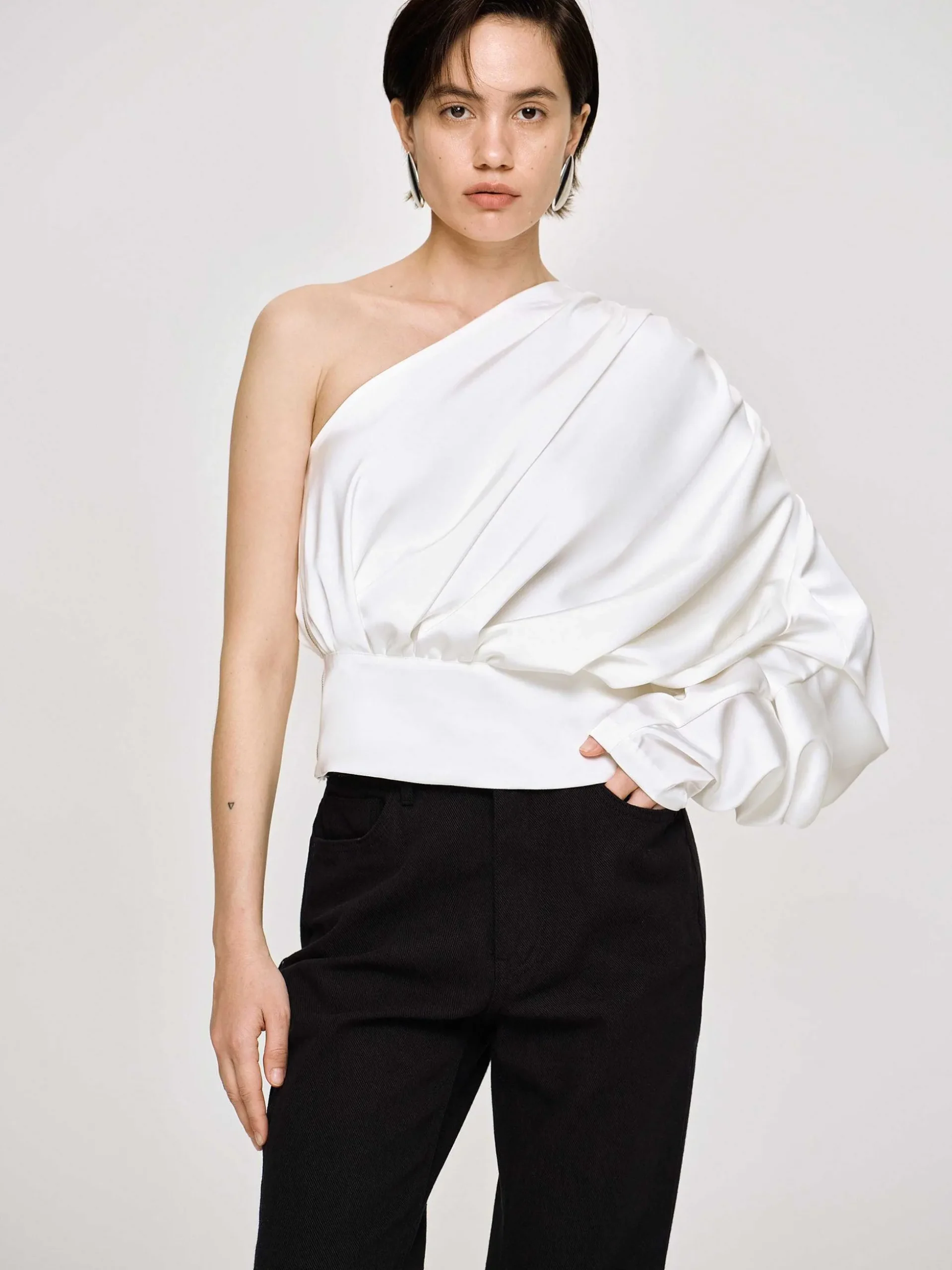 Women Source Unknown Clothing-One-Shoulder Blouse, White