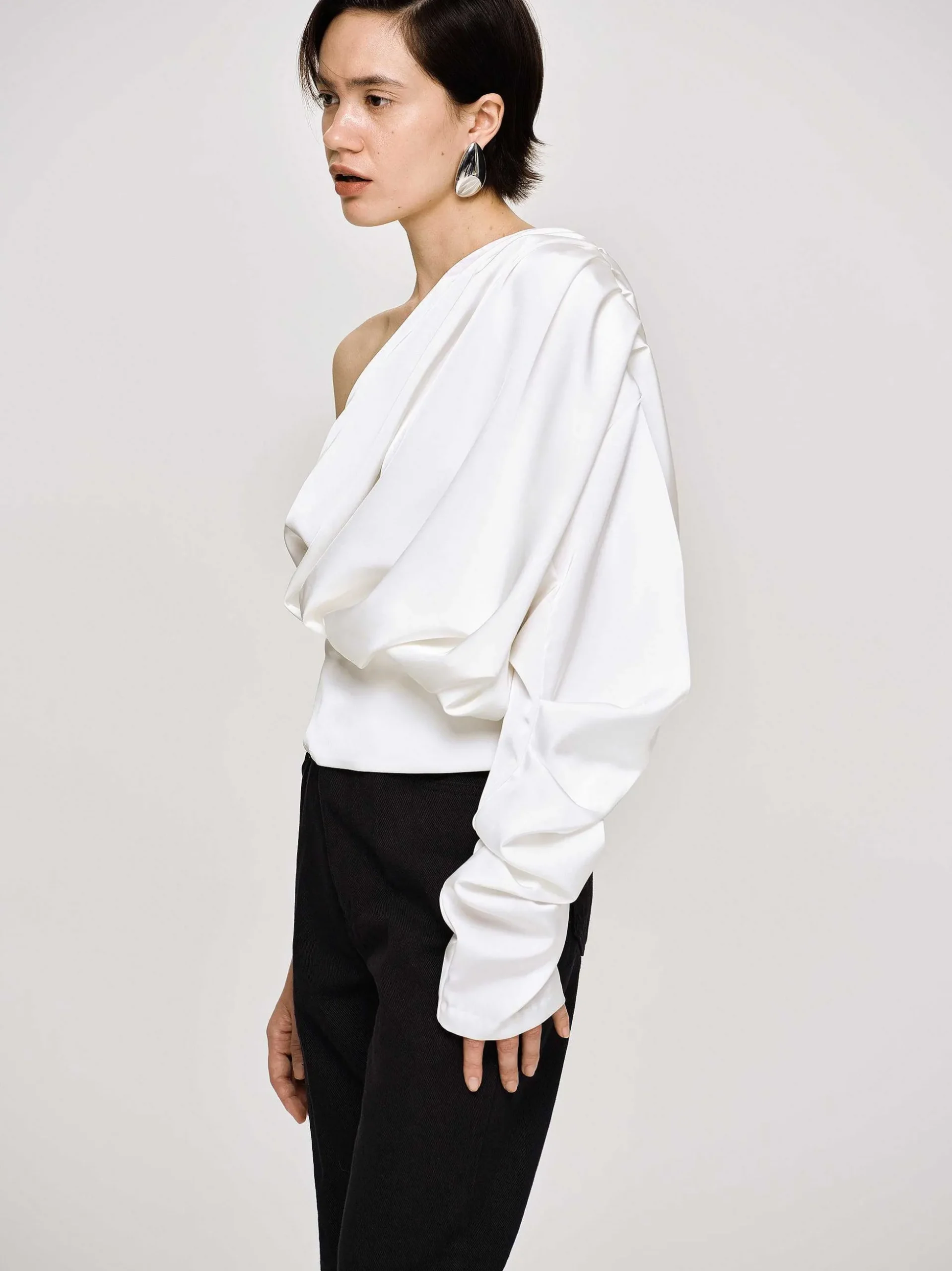 Women Source Unknown Clothing-One-Shoulder Blouse, White