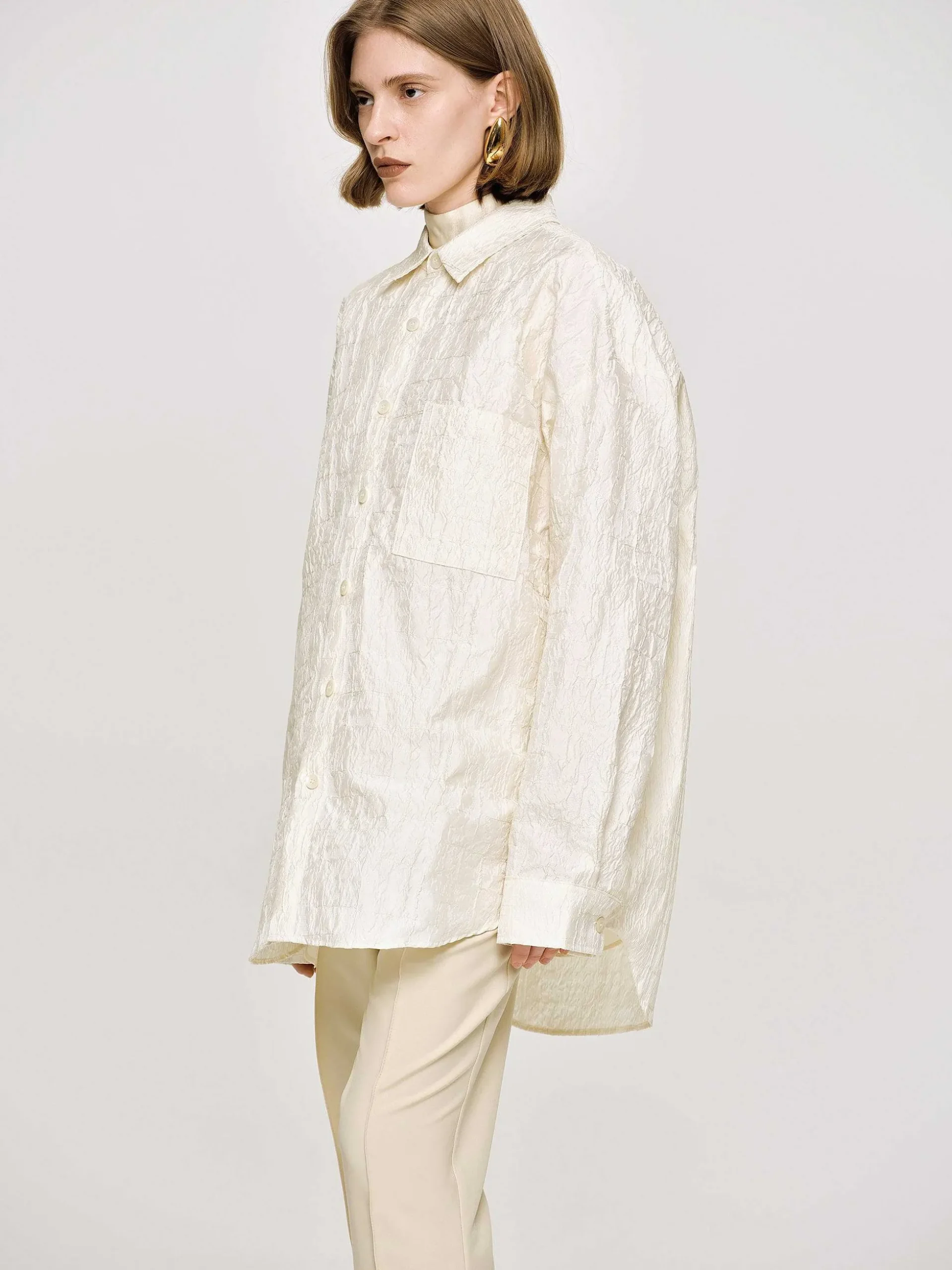Women Source Unknown Accessories-Over-Fit Jacquard Shirt, Parchment