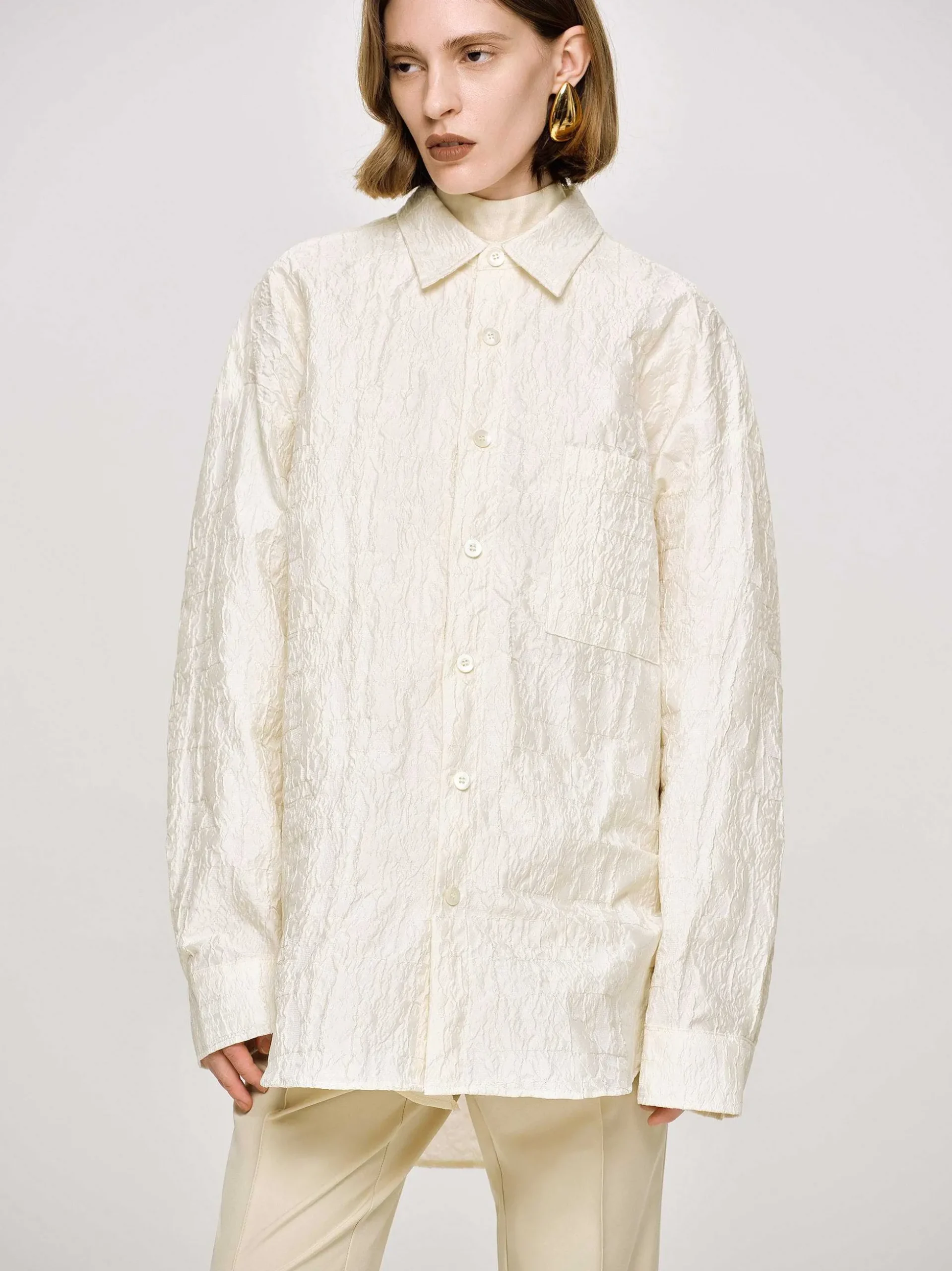 Women Source Unknown Accessories-Over-Fit Jacquard Shirt, Parchment