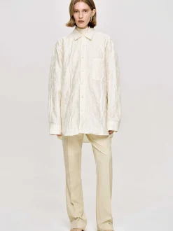 Women Source Unknown Accessories-Over-Fit Jacquard Shirt, Parchment