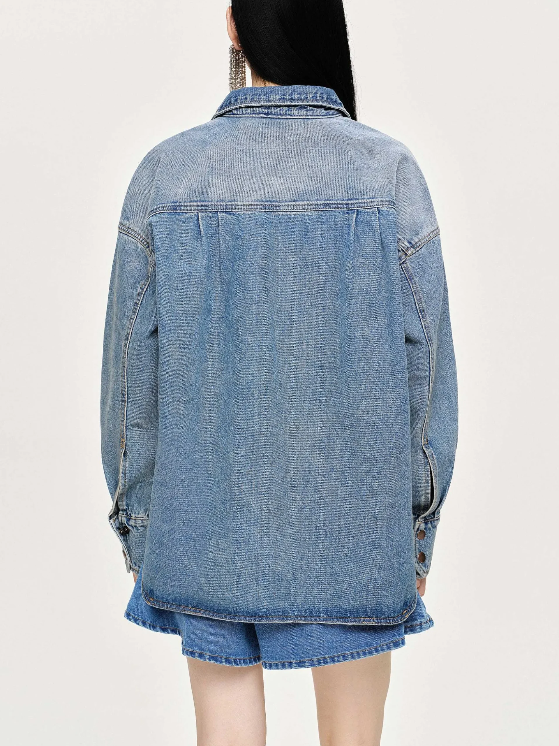 Women Source Unknown Clothing-Oversized Denim Shirt, Tint Wash