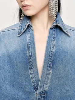 Women Source Unknown Clothing-Oversized Denim Shirt, Tint Wash