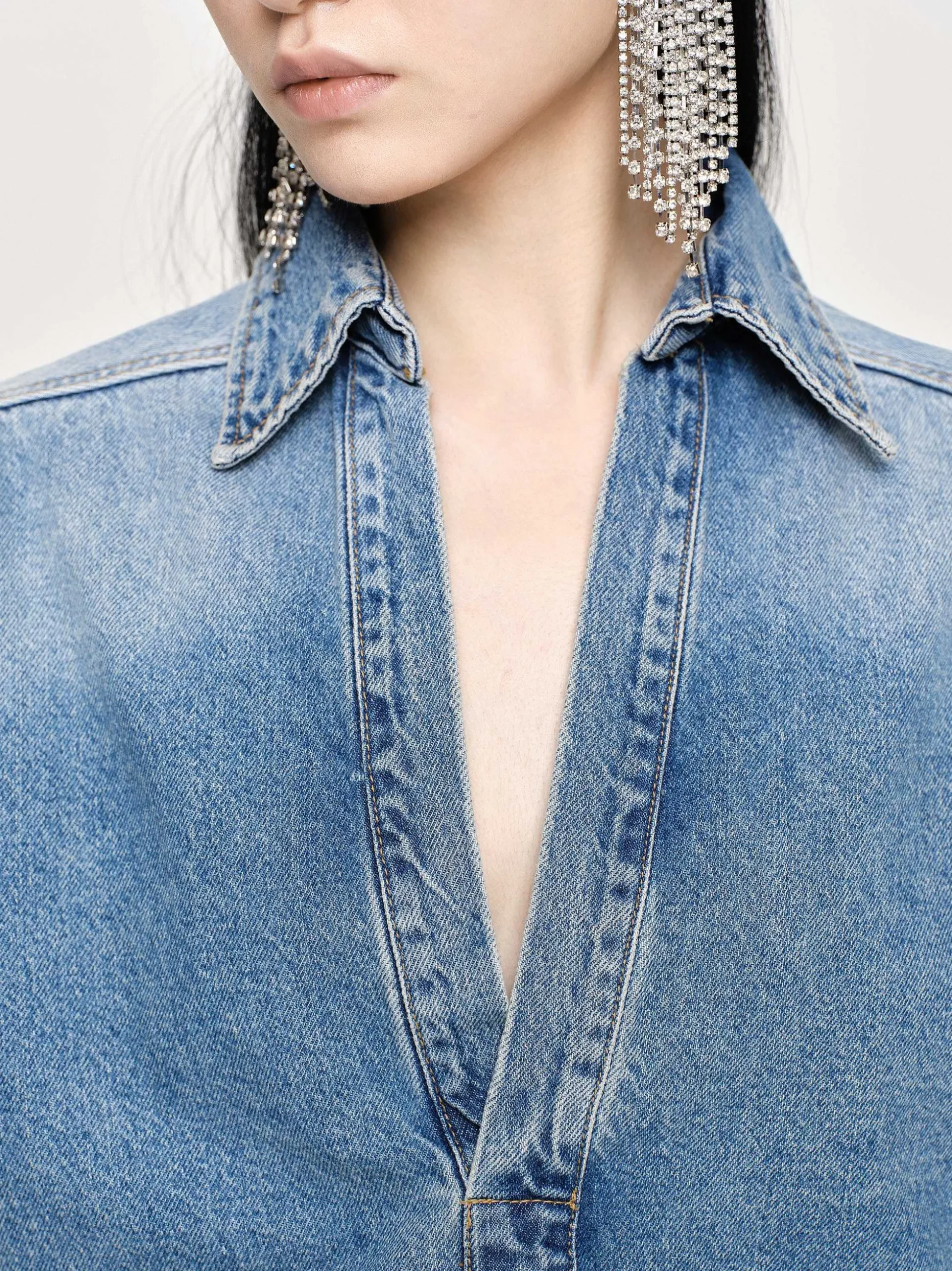 Women Source Unknown Clothing-Oversized Denim Shirt, Tint Wash