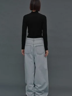 Women Source Unknown Clothing-Oversized Fit Jeans, Light Blue Wash