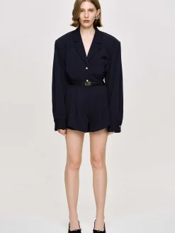 Women Source Unknown Clothing-Oversized Fluid Shirt, Navy