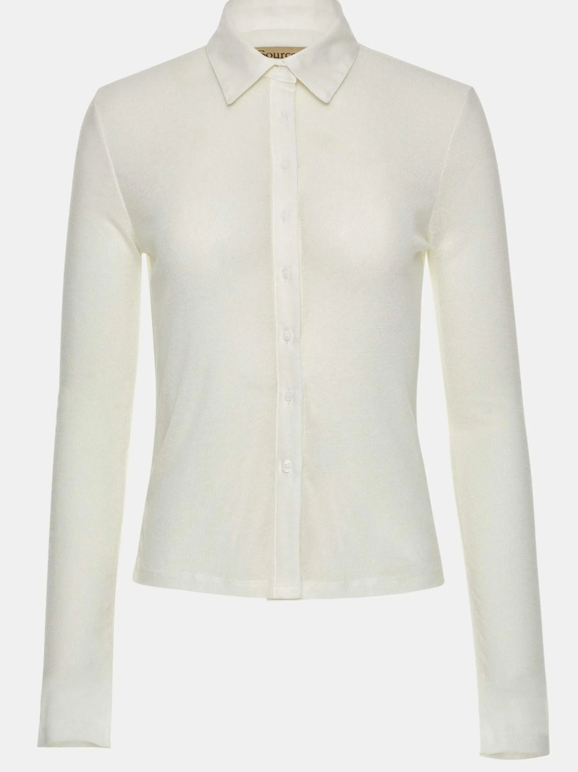 Women Source Unknown Clothing-Pietro Semi-Sheer Collar Top, White