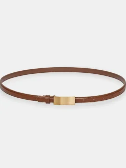 Women Source Unknown Clothing-Plate Buckle Leather Belt, Saddle