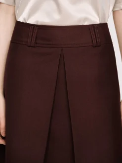 Women Source Unknown Bottoms-Pleated Midi Skirt, Black Cherry