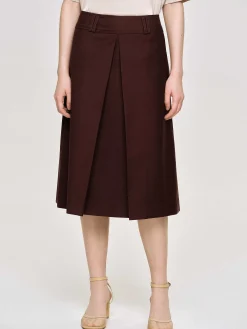 Women Source Unknown Clothing-Pleated Midi Skirt, Black Cherry