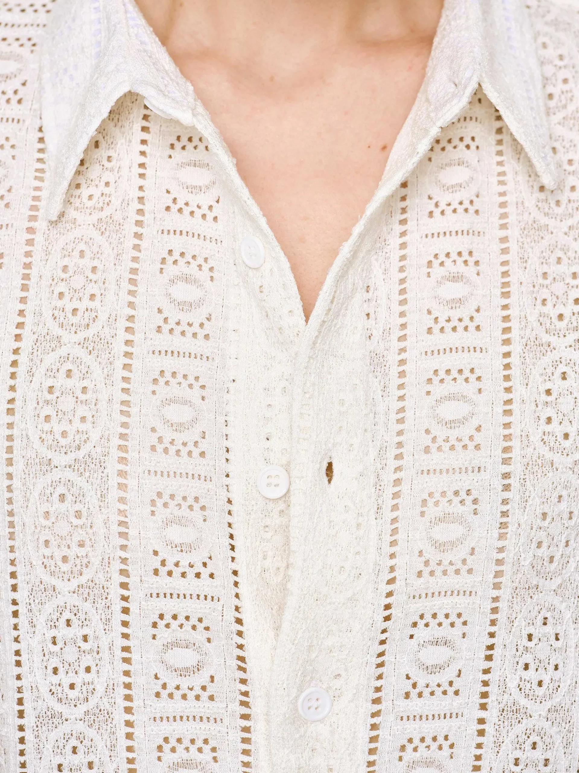 Women Source Unknown Accessories-Pointelle Oversized Button Down Shirt,