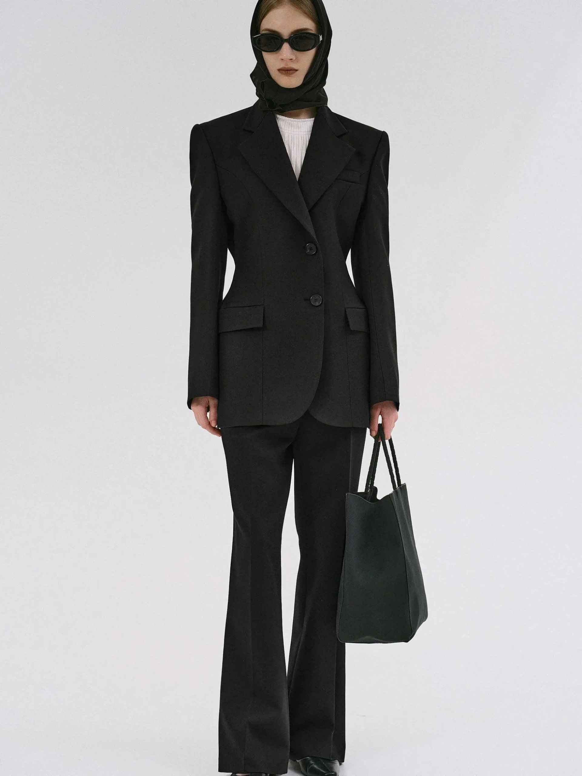 Women Source Unknown Clothing-Poldo Hourglass Blazer, Black