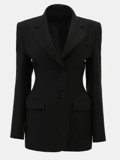 Women Source Unknown Clothing-Poldo Hourglass Blazer, Black
