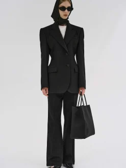Women Source Unknown Clothing-Poldo Hourglass Blazer, Black
