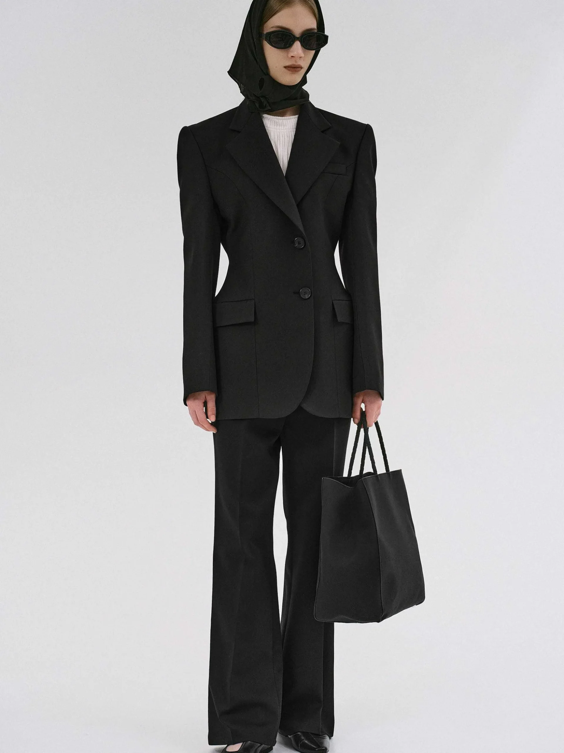 Women Source Unknown Clothing-Poldo Hourglass Blazer, Black