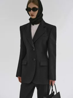 Women Source Unknown Outerwear-Poldo Hourglass Blazer, Black