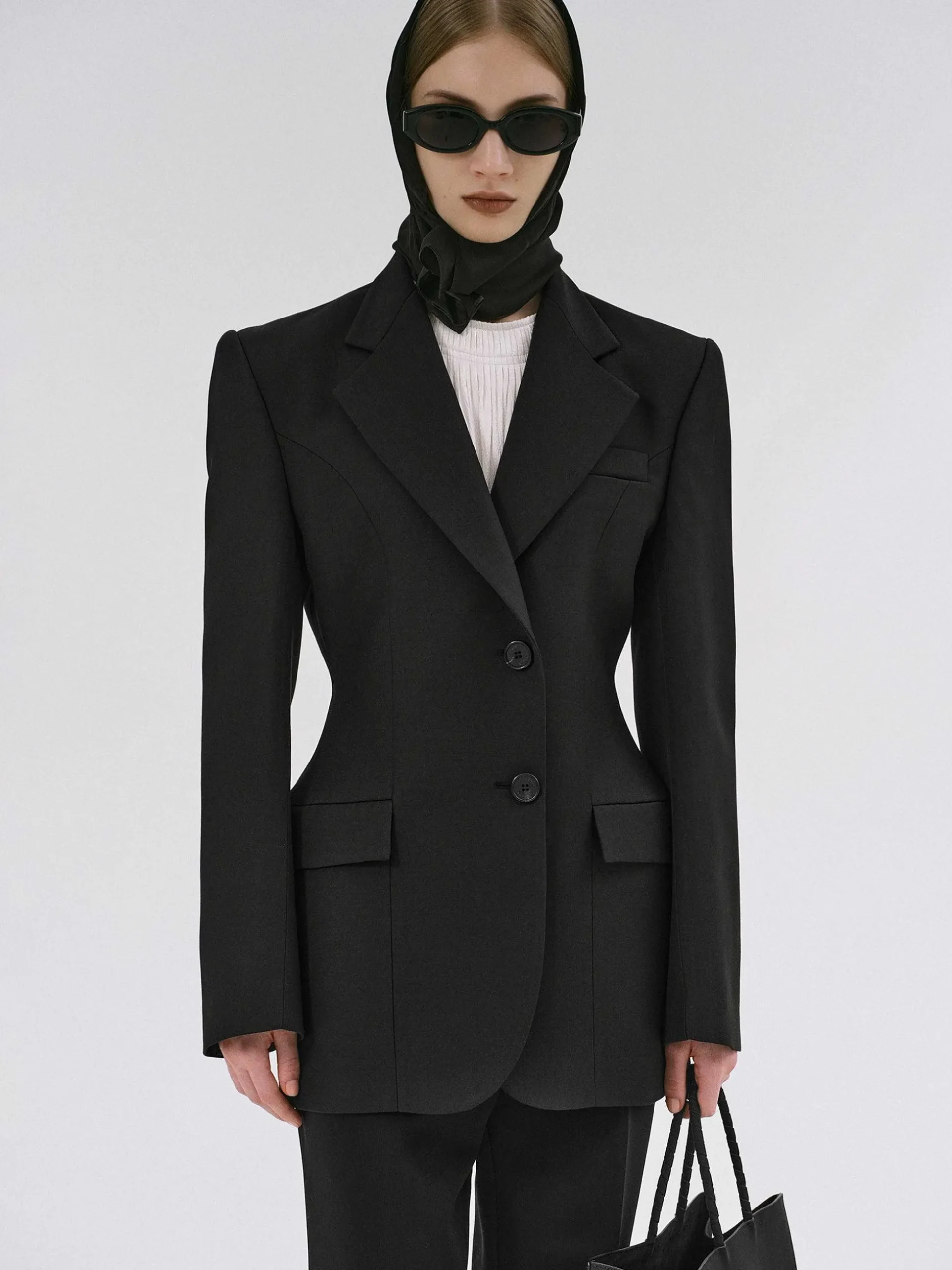 Women Source Unknown Outerwear-Poldo Hourglass Blazer, Black