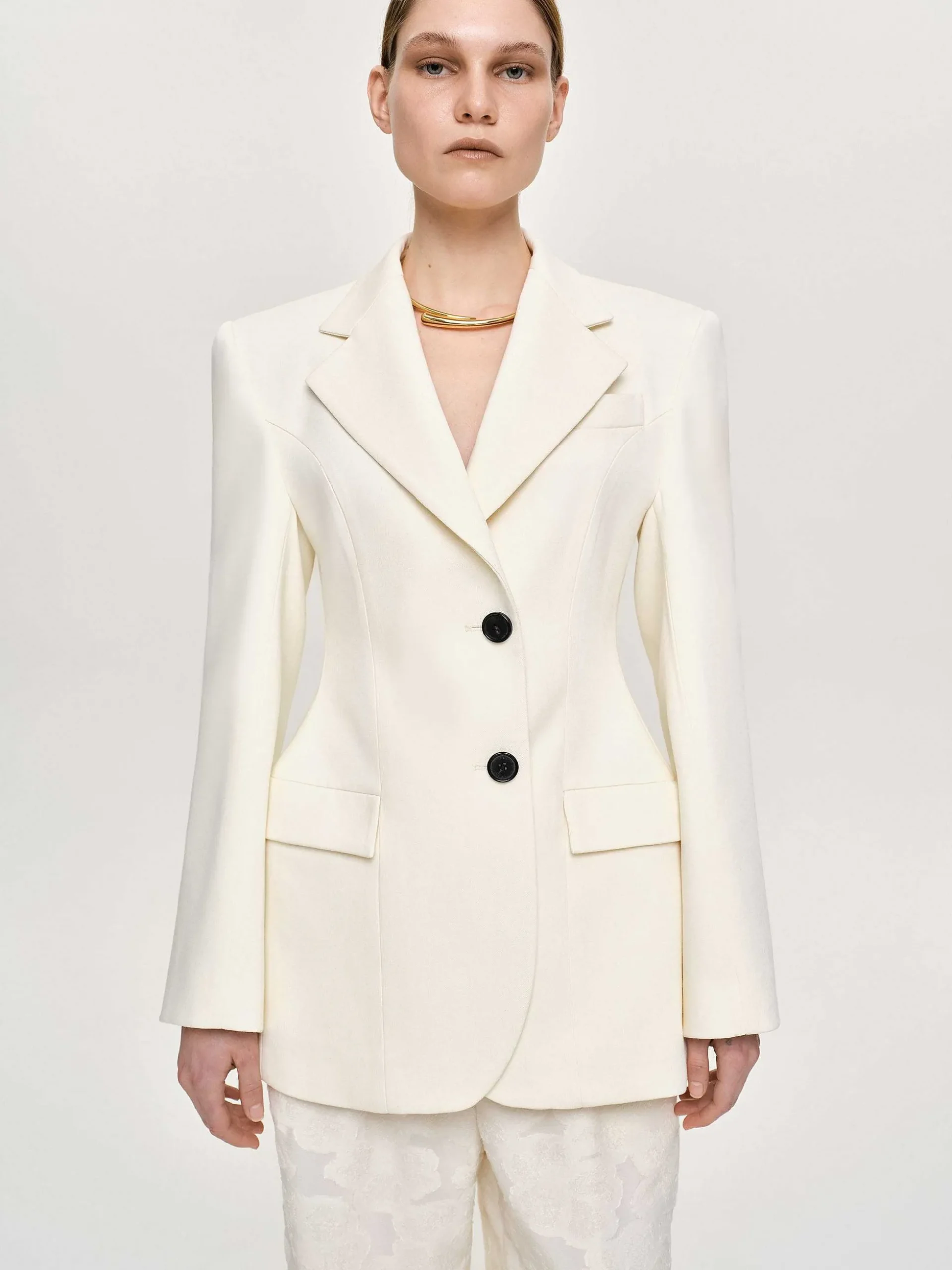 Women Source Unknown Clothing-Poldo Hourglass Blazer, Cream