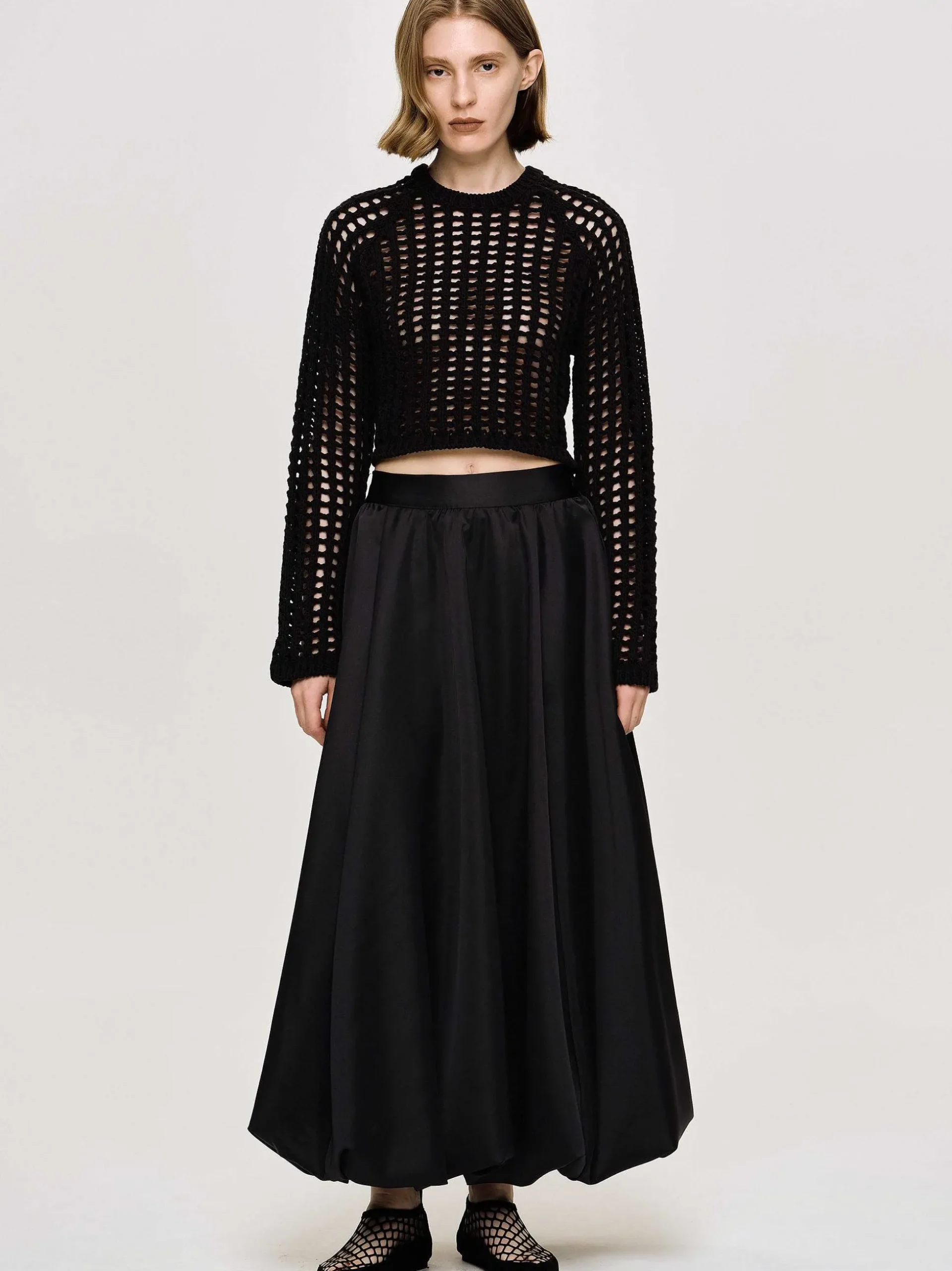 Women Source Unknown Knitwear-Reef Net Knit Top, Black