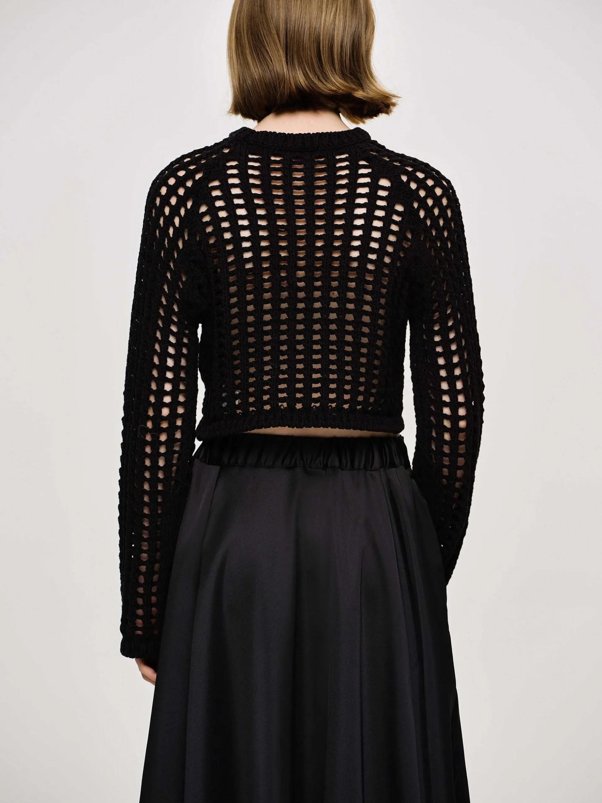 Women Source Unknown Knitwear-Reef Net Knit Top, Black