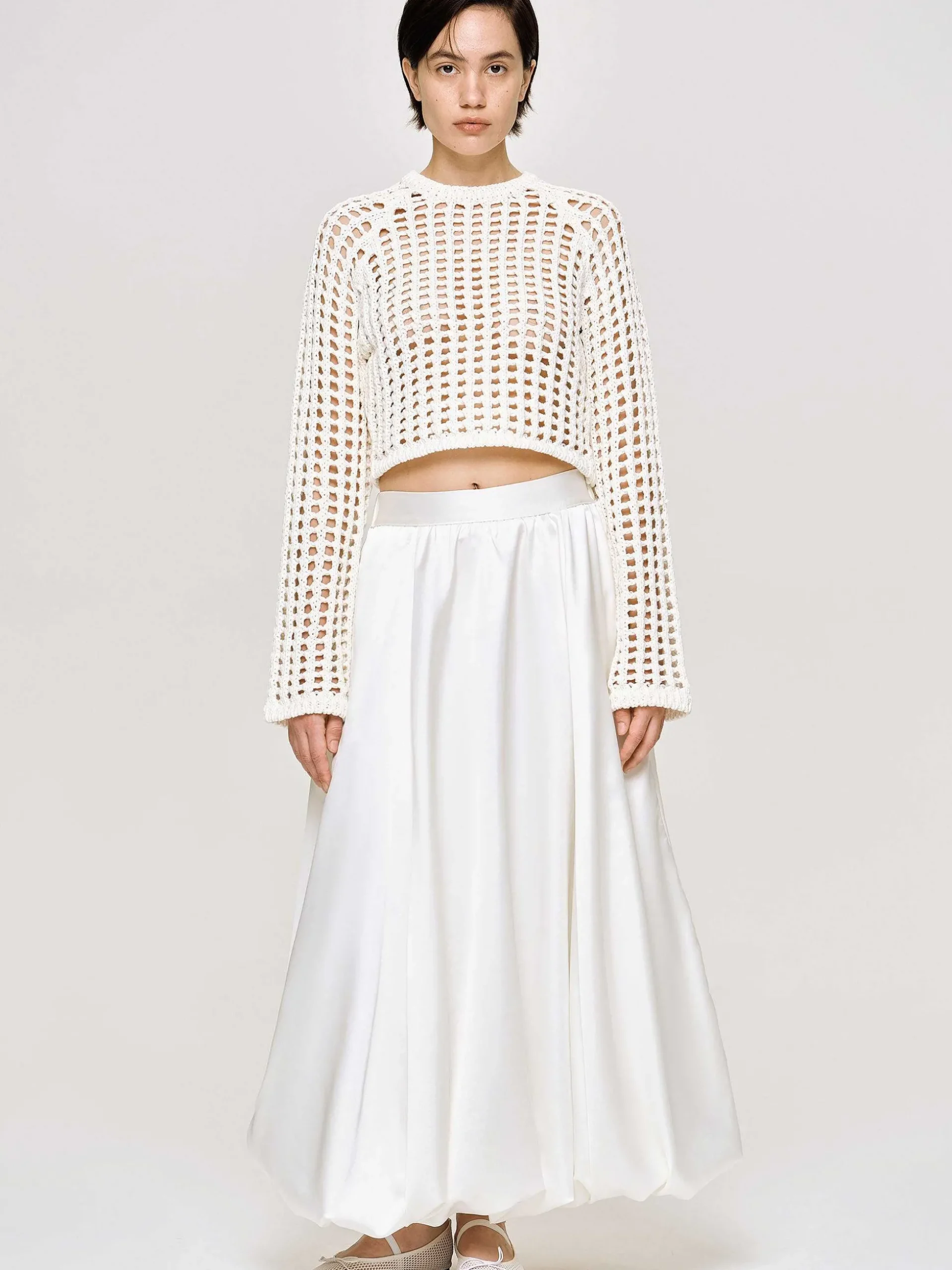 Women Source Unknown Knitwear-Reef Net Knit Top, Ivory