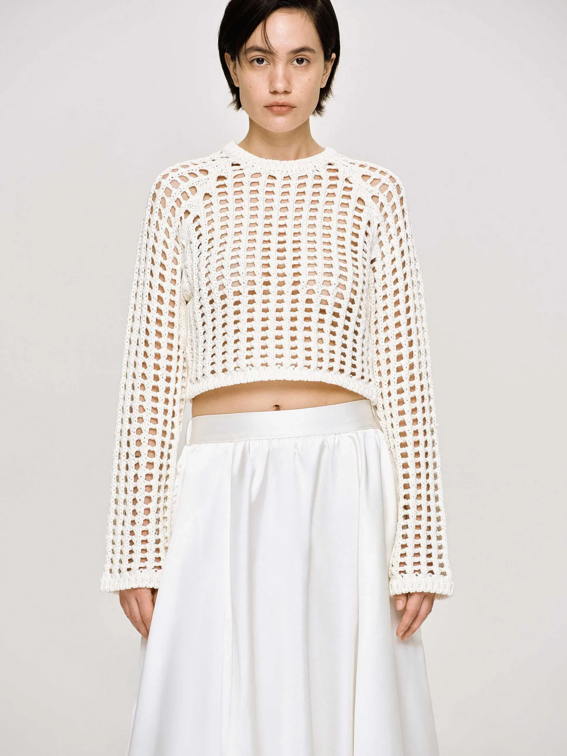 Women Source Unknown Knitwear-Reef Net Knit Top, Ivory