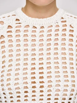 Women Source Unknown Knitwear-Reef Net Knit Top, Ivory