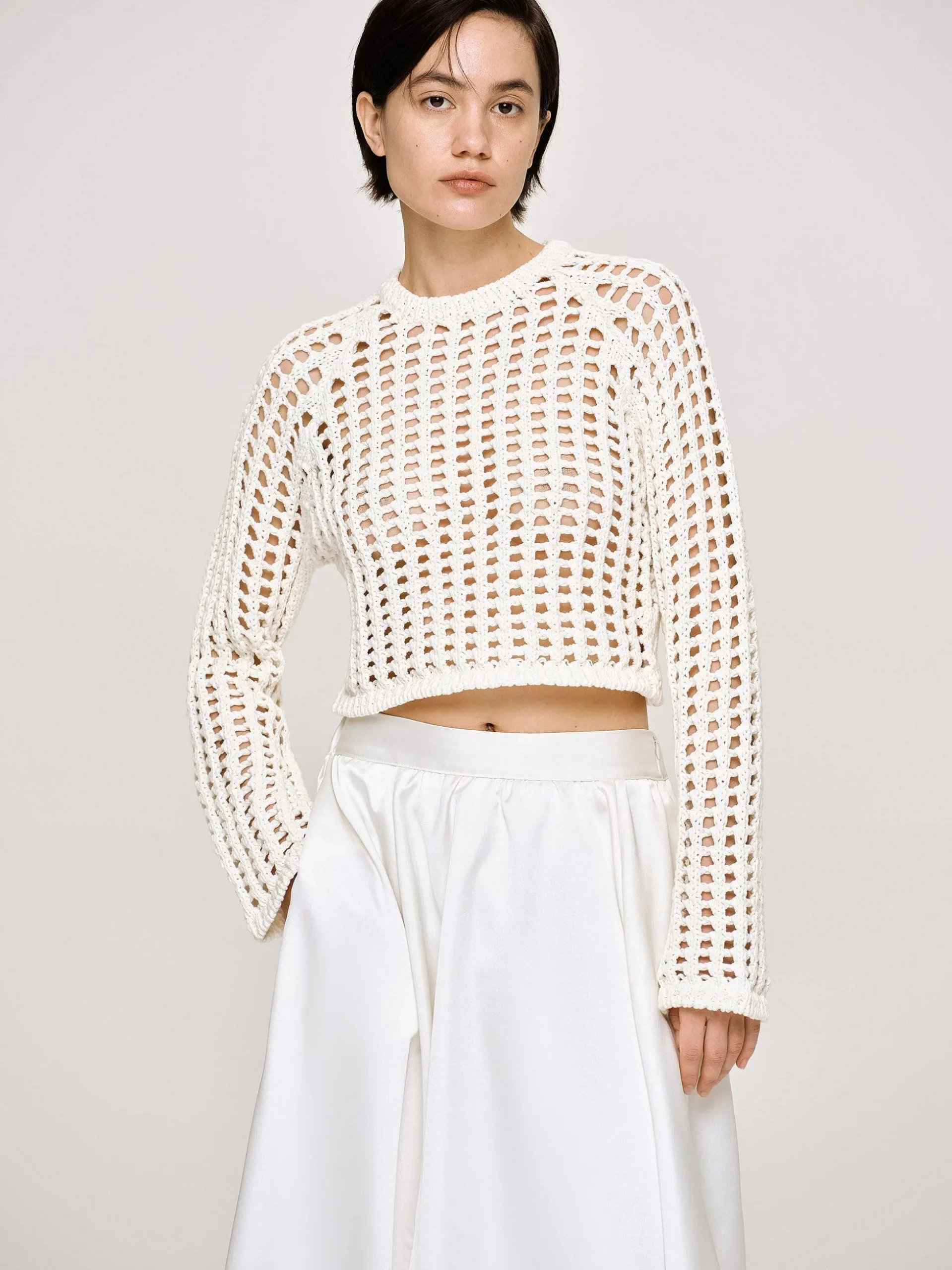 Women Source Unknown Clothing-Reef Net Knit Top, Ivory