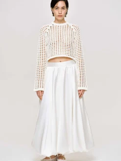 Women Source Unknown Clothing-Reef Net Knit Top, Ivory