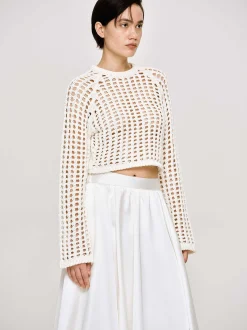 Women Source Unknown Clothing-Reef Net Knit Top, Ivory