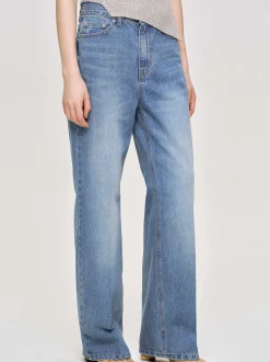 Women Source Unknown Clothing-Relaxed Straight Jeans, Mid Wash